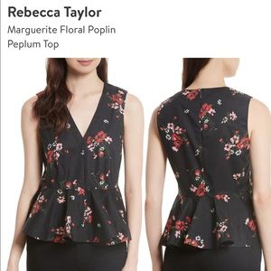Rebecca Taylor Marguerite floral peplum top size 4